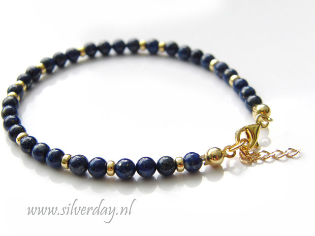 Sterling Zilveren Armband met Lapis Lazuli- Verguld