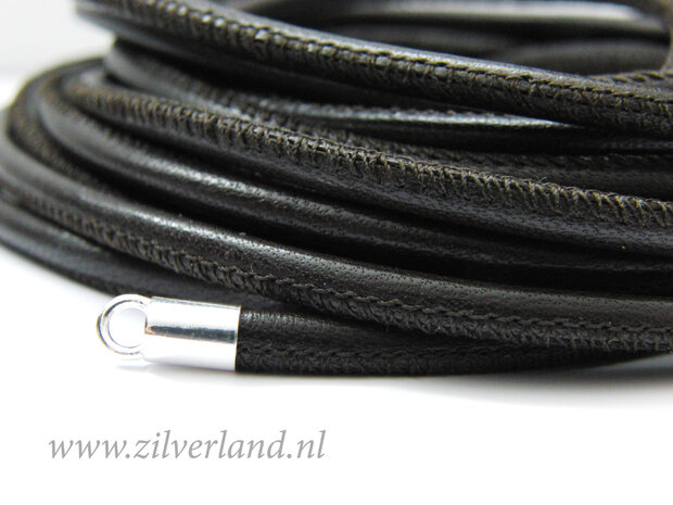 20cm Gestikt 4mm Nappa Leerkoord- Donkerbruin