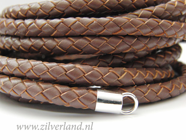 20cm Gevlochten 6mm Leerkoord- Taupe
