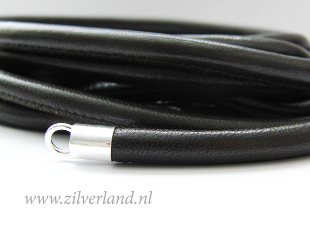 20cm Gestikt 6mm Nappa Leerkoord- Donkerbruin