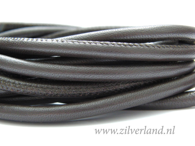 20cm Gestikt 6mm Nappa Leerkoord- Donkerbruin