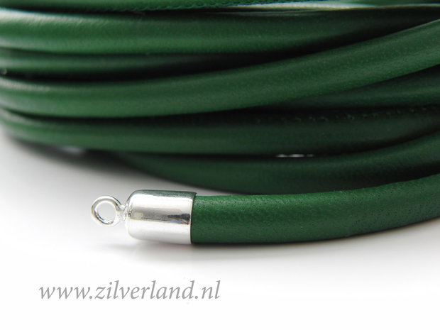 20cm Gestikt 6mm Nappa Leerkoord- Groen