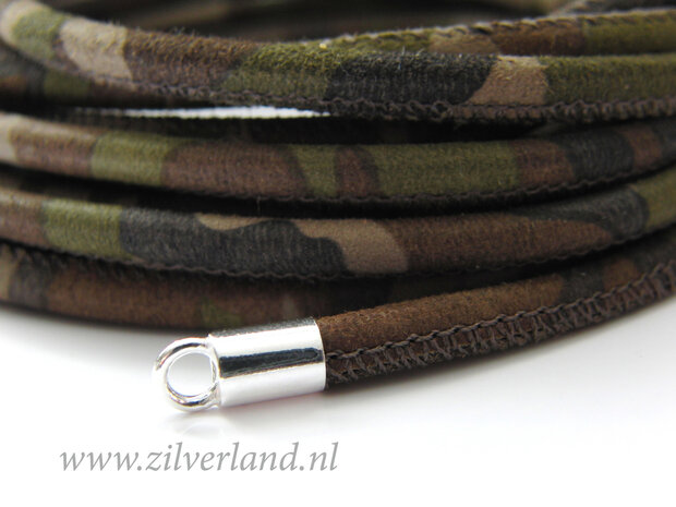 20cm Gestikt 4mm Suede Leerkoord- Camouflage 