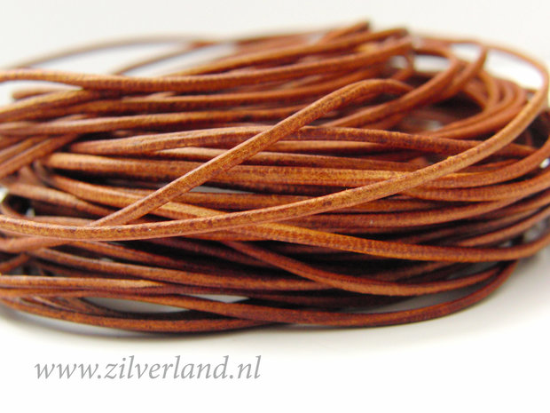 1 Meter Rond 1mm Leerkoord- Cognac