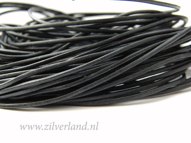 1 Meter Rond 1,5mm Leerkoord- Zwart
