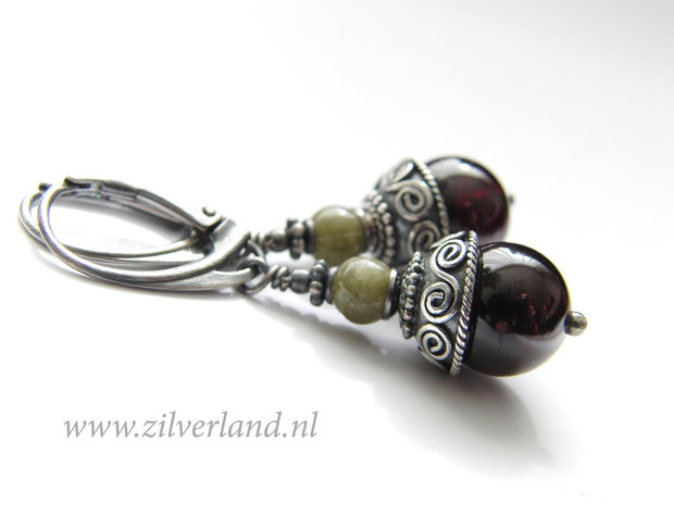 Edelstenen Oorbellen met Granaat en Toermalijn