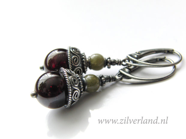 Edelstenen Oorbellen met Granaat en Toermalijn