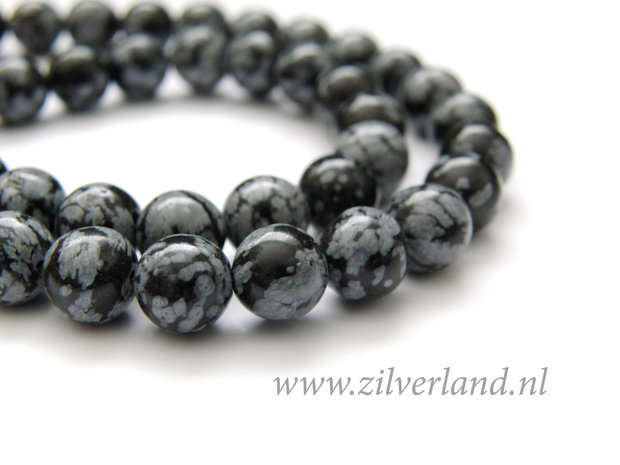 8mm Sneeuwvlok Obsidiaan Edelstenen Kralen
