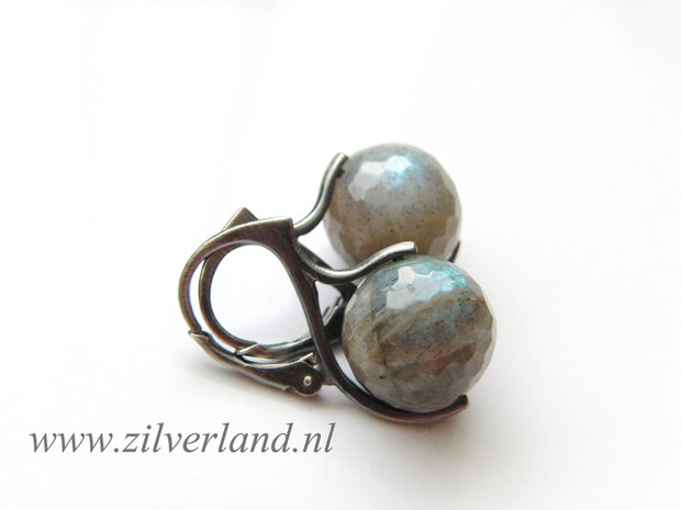 Zilveren Oorbellen met Labradoriet Halfedelstenen