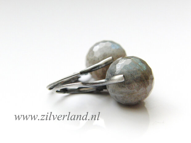Zilveren Oorbellen met Labradoriet Halfedelstenen