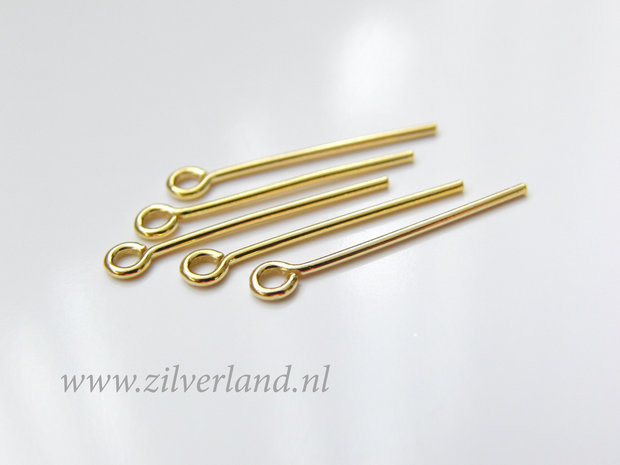10 Stuks 0,80x2,0cm Sterling Zilveren Kettelstiften- Verguld