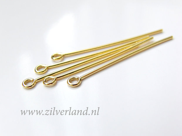 10 Stuks 0,80x3,0cm Sterling Zilveren Kettelstiften- Verguld
