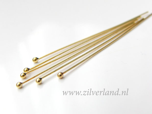 10 Stuks 0,65mm x 4,0cm Sterling Zilveren Nietstiften- Verguld
