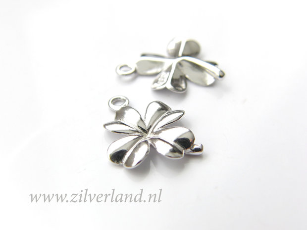 1 Stuk Gerhodineerd Sterling Zilveren Hanger- Klavertje Vier