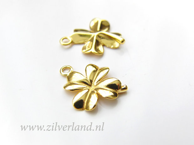 1 Stuk Sterling Zilveren Hanger- Klavertje Vier Verguld