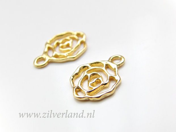 1 Stuk Sterling Zilveren Hanger- Roos Verguld