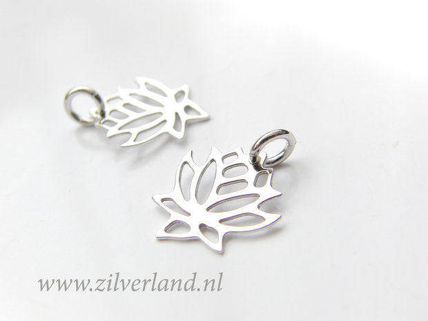 1 Stuk Gerhodineerd Sterling Zilveren Hanger- Lotusbloem