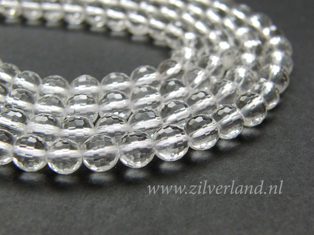 6mm Bergkristal Edelstenen Kralen- A Kwaliteit, Micro Facet