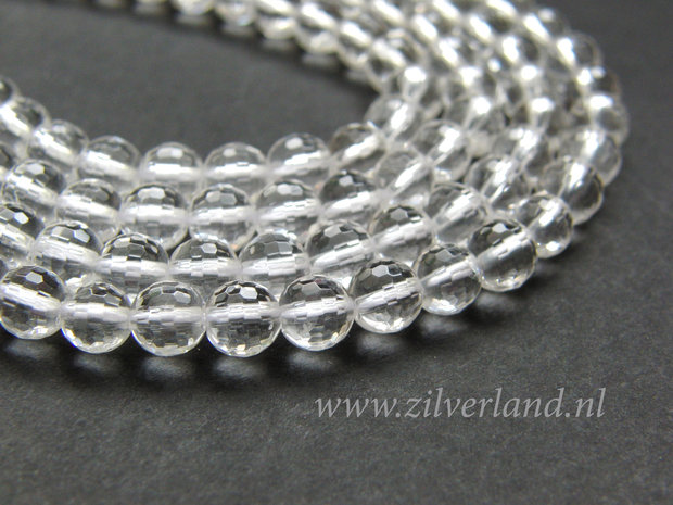 6mm Bergkristal Edelstenen Kralen- A Kwaliteit, Micro Facet