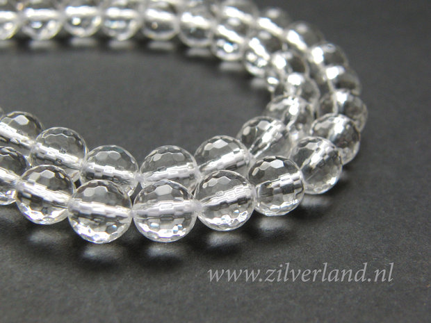 8mm Bergkristal Edelstenen Kralen- A Kwaliteit, Micro Facet