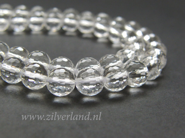 8mm Bergkristal Edelstenen Kralen- A Kwaliteit, Micro Facet