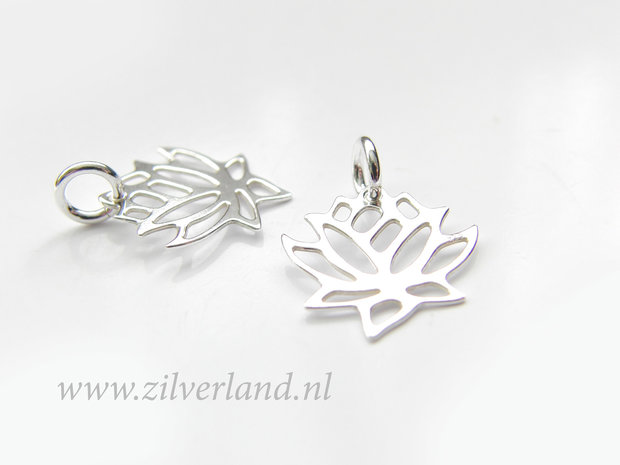 1 Stuk Sterling Zilveren Hanger- Lotusbloem