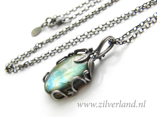 Zilveren Edelstenen Ketting met Labradoriet