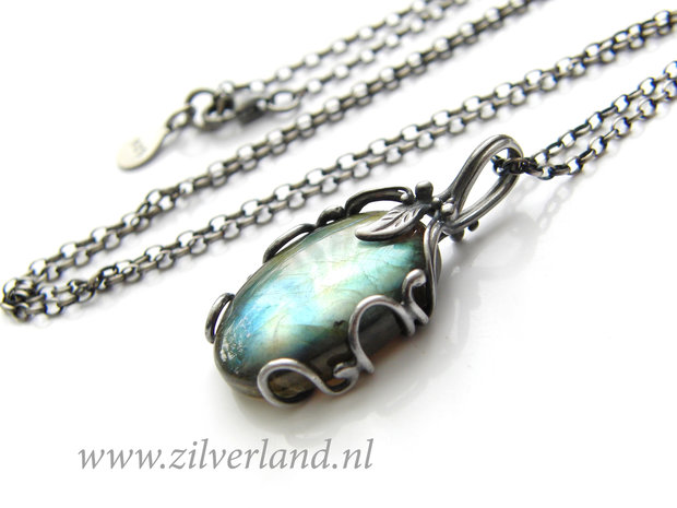 Zilveren Edelstenen Ketting met Labradoriet