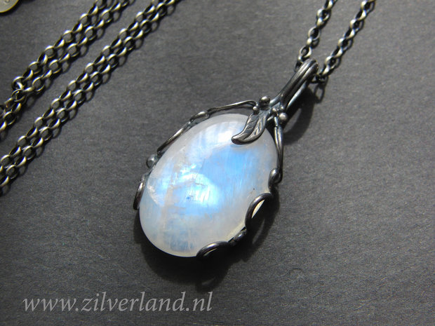 Handgemakte Edelstenen Ketting met Regenboog Maansteen