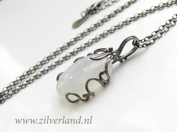 Handgemakte Edelstenen Ketting met Regenboog Maansteen