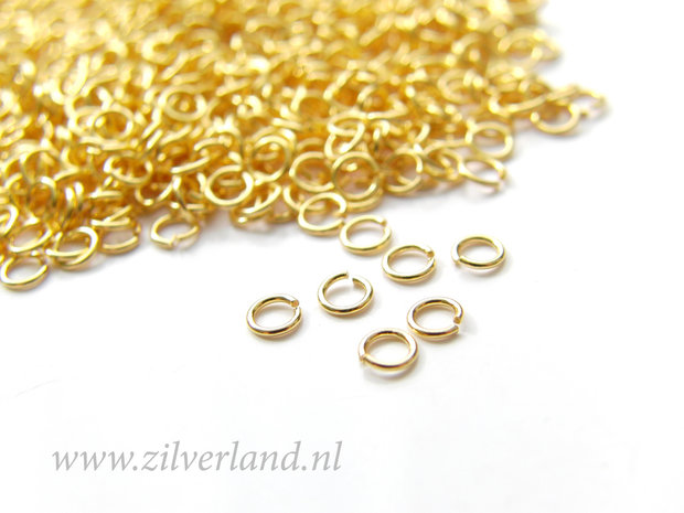 10 Stuks 0,50x3,20mm Sterling Zilveren Montageringen- Verguld
