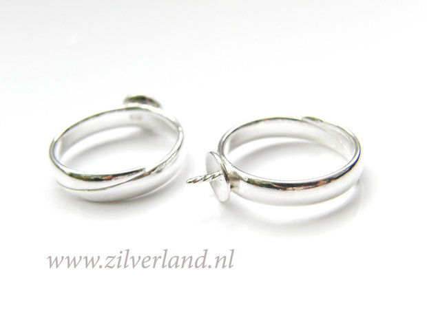 Sterling Zilveren Ring met Parelschotel met Pin