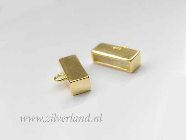 2 Stuks Sterling Zilveren Eindstuk voor Plat Leer- Verguld