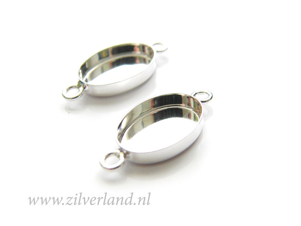 14x10mm Sterling Zilveren Connector voor UV Hars/Resin of Cabochons- Ovaal