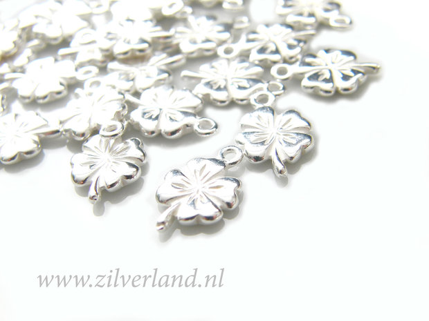 1 Stuk Sterling Zilveren Bedel- Klavertje Vier