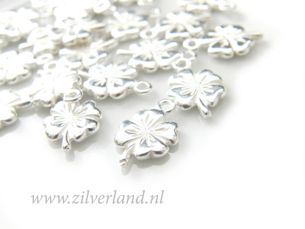 1 Stuk Sterling Zilveren Bedel- Klavertje Vier