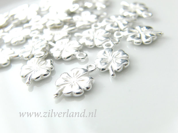 1 Stuk Sterling Zilveren Bedel- Klavertje Vier