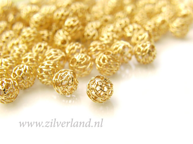 10 Stuks 6mm Sterling Zilveren Kralen- Verguld