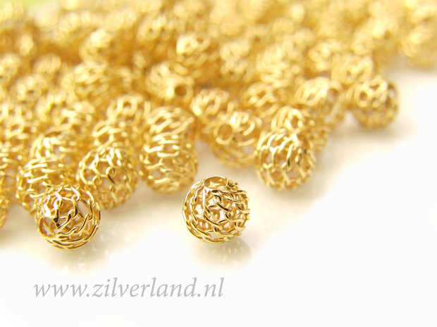10 Stuks 6mm Sterling Zilveren Kralen- Verguld