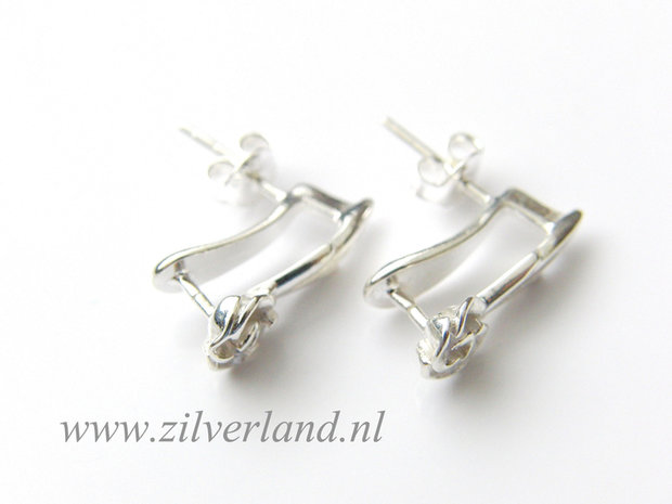 Sterling Zilveren Oorstekers "Roosjes en Blaadjes"