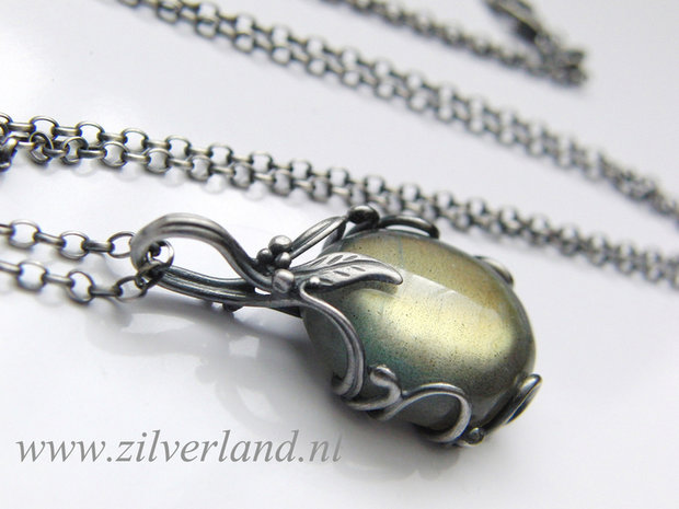 Zilveren Edelstenen Ketting met Labradoriet