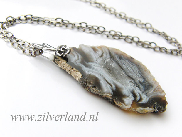 Zilveren Ketting met Agaat Hanger