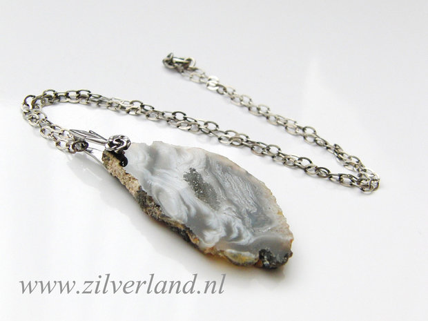 Zilveren Ketting met Agaat Hanger