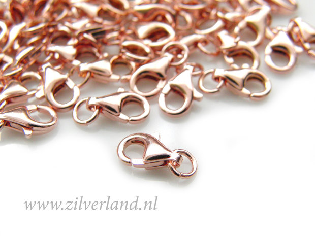 9mm Sterling Zilveren Lobsterslot- Rose Verguld