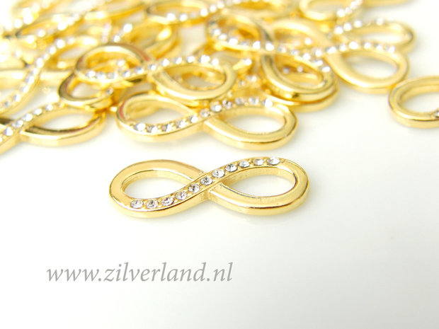 1 Stuk Sterling Zilveren Infinity Hanger met Kristallen- Verguld