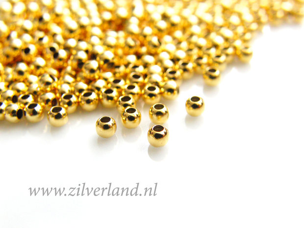 50 Stuks 2,5mm Sterling Zilveren Kralen- Verguld