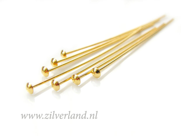 10 Stuks 0,80mm x 5,0cm Sterling Zilveren Nietstiften- Verguld