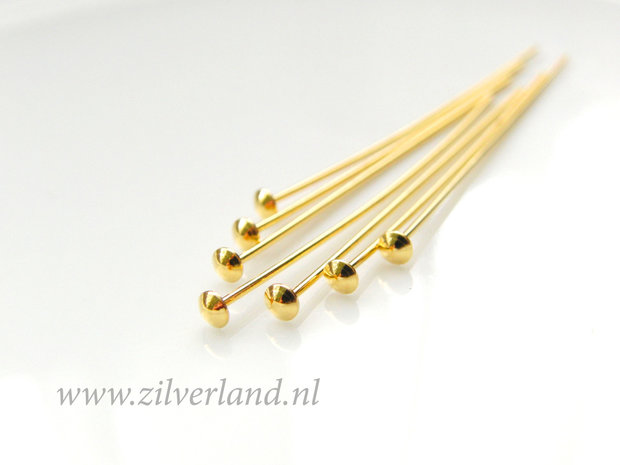 10 Stuks 0,80mm x 5,0cm Sterling Zilveren Nietstiften- Verguld