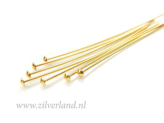 10 Stuks 0,80mm x 6,0cm Sterling Zilveren Nietstiften- Verguld