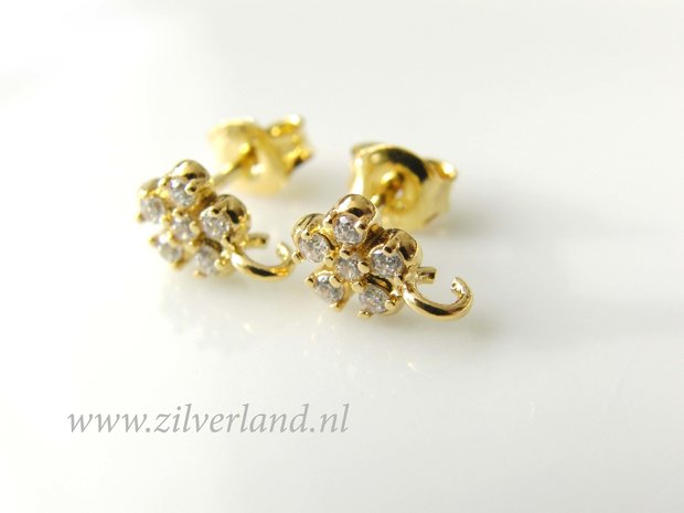 Sterling Zilveren Oorstekers met Kristallen- Verguld